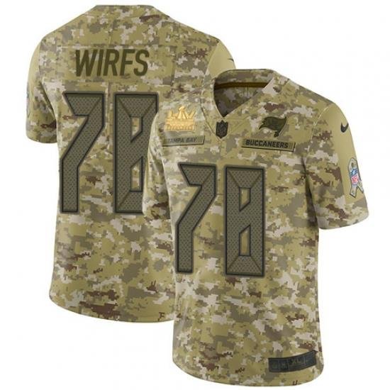 Men Nike Tampa Bay Buccaneers 78 Tristan Wirfs Camo Men Super Bowl LV Champions Patch Stitched NFL Limited 2018 Salute To Service Jersey