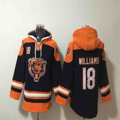 Men's Chicago Bears #18 Caleb Williams Orange/Navy Ageless Must-Have Lace-Up Pullover Hoodie