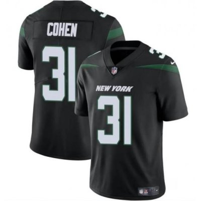 Men New York Jets 31 Tarik Cohen Black Vapor Untouchable Limited Stitched Jersey