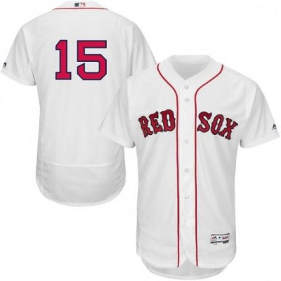 Mens Majestic Boston Red Sox 15 Dustin Pedroia White Home Flex Base Authentic Collection MLB Jersey