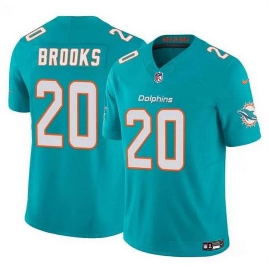 Men Miami Dolphins 20 Jordyn Brooks Aqua 2024 F U S E Vapor Limited Stitched Football Jersey