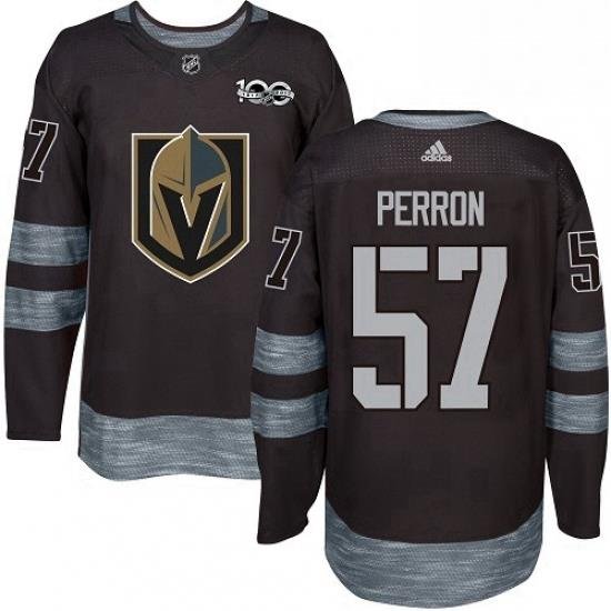 Mens Adidas Vegas Golden Knights 57 David Perron Authentic Black 1917 2017 100th Anniversary NHL Jersey