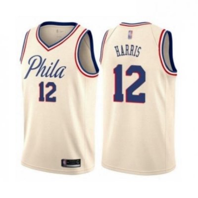 Youth Philadelphia 76ers 12 Tobias Harris Swingman Cream Basketball Jersey City Edition