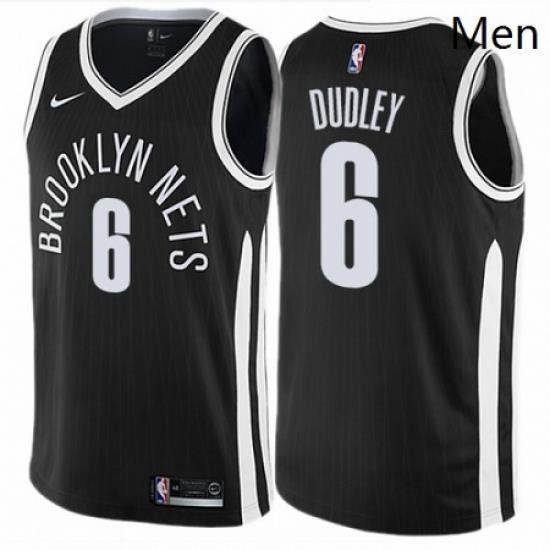 Mens Nike Brooklyn Nets 6 Jared Dudley Swingman Black NBA Jersey City Edition