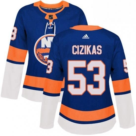 Womens Adidas New York Islanders 53 Casey Cizikas Authentic Royal Blue Home NHL Jersey