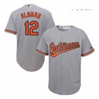 Youth Majestic Baltimore Orioles 12 Roberto Alomar Authentic Grey Road Cool Base MLB Jersey