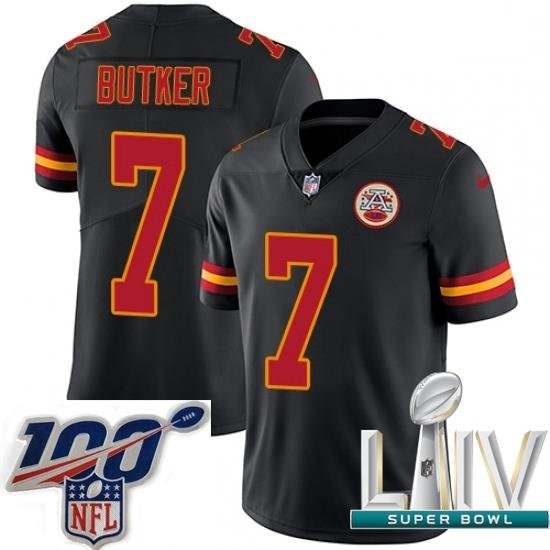 2020 Super Bowl LIV Men Nike Kansas City Chiefs #7 Harrison Butker Limited Black Rush Vapor Untouchable NFL Jersey