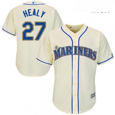 Mens Majestic Seattle Mariners 27 Ryon Healy Replica Cream Alternate Cool Base MLB Jersey