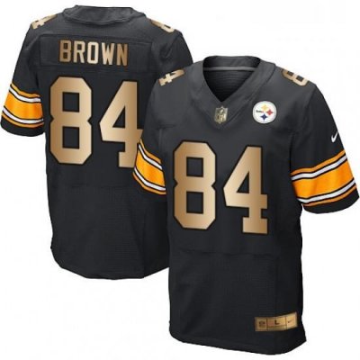 Mens Nike Pittsburgh Steelers 84 Antonio Brown Elite BlackGold Team Color NFL Jersey