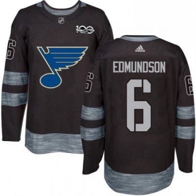 Mens Adidas St Louis Blues 6 Joel Edmundson Authentic Black 1917 2017 100th Anniversary NHL Jersey