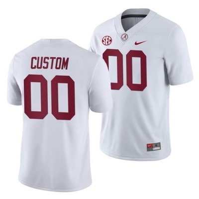 Alabama Crimson Tide Custom White College Football Men's Away Game Jersey