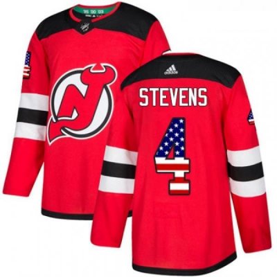 Youth Adidas New Jersey Devils 4 Scott Stevens Authentic Red USA Flag Fashion NHL Jersey