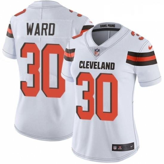 Womens Nike Cleveland Browns 30 Denzel Ward White Vapor Untouchable Limited Player NFL Jersey