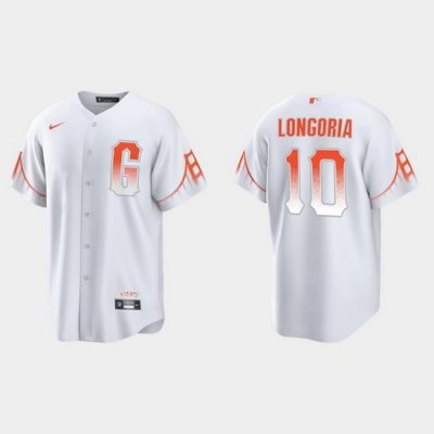 Men San Francisco Giants 10 Evan Longoria Men 2021 City Connect White Fan Version Jersey