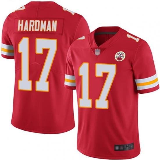 Chiefs 17 Mecole Hardman Red Team Color Youth Stitched Football Vapor Untouchable Limited Jersey