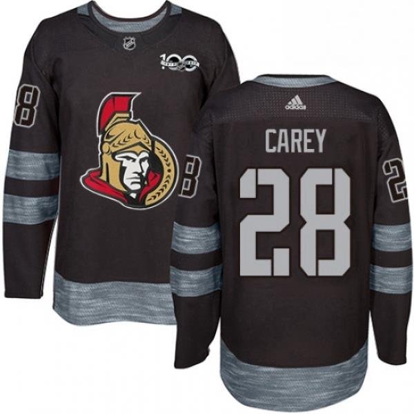 Mens Adidas Ottawa Senators 28 Paul Carey Authentic Black 1917 2017 100th Anniversary NHL Jersey