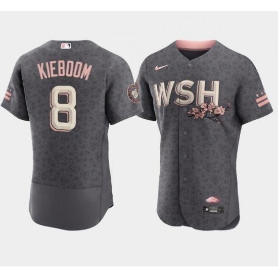 Men Washington Nationals 8 Carter Kieboom 2022 Grey City Connect Cherry Blossom Flex Base Stitched MLB jersey