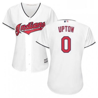 Womens Majestic Cleveland Indians 0 BJ Upton Replica White Home Cool Base MLB Jersey