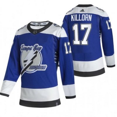 Men Tampa Bay Lightning 17 Alex Killorn Blue Adidas 2020 21 Reverse Retro Alternate NHL Jersey