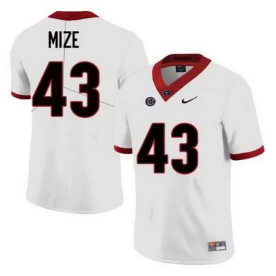 Men Georgia Bulldogs #43 Isaac Mize College Football Jerseys Sale-White