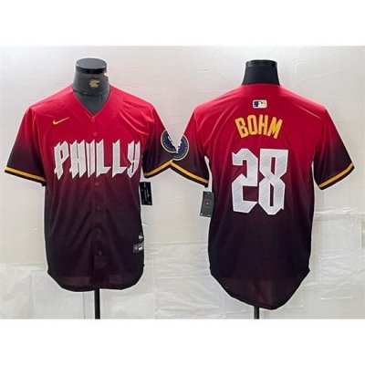 Men Philadelphia Phillies 28 Alec Bohm Red 2024 City Connect Limited Stitched Jersey