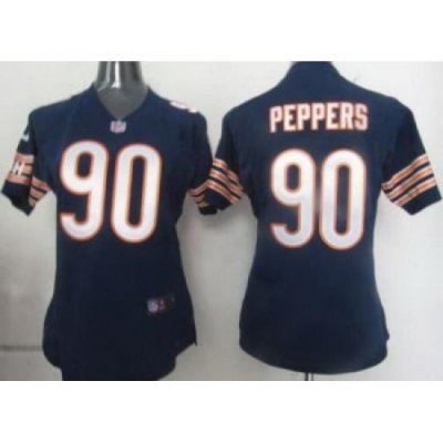 Women Nike Chicago Bears 90 Peppers Blue Nike NFL Game Jerseys