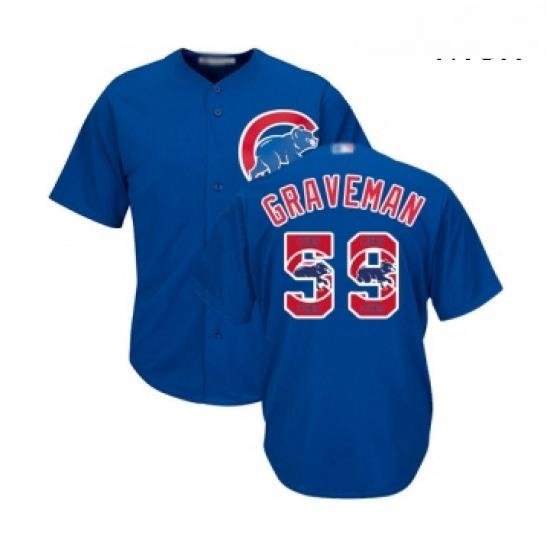 Mens Chicago Cubs 59 Kendall Graveman Authentic Royal Blue Team Logo Fashion Cool Base Baseball Jersey