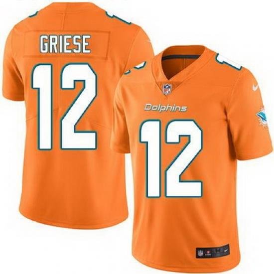 Nike Dolphins #12 Bob Griese Orange Mens Stitched NFL Limited Rush Jersey