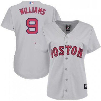 Womens Majestic Boston Red Sox 9 Ted Williams Replica Grey Road MLB Jersey