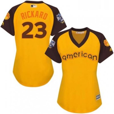 Womens Majestic Baltimore Orioles 23 Joey Rickard Authentic Yellow 2016 All Star American League BP Cool Base MLB Jersey