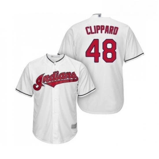 Youth Cleveland Indians 48 Tyler Clippard Replica White Home Cool Base Baseball Jersey