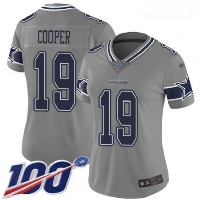 Cowboys #19 Amari Cooper Gray Women Stitched Football Limited Inverted Legend 100th Season Jersey