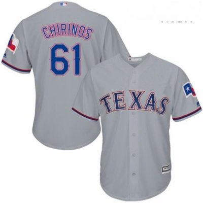 Mens Majestic Texas Rangers 61 Robinson Chirinos Replica Grey Road Cool Base MLB Jersey