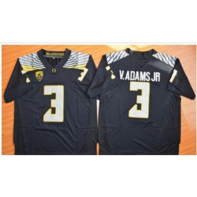 Oregon Ducks #3 Vernon Adams Jr. Olive Black(White No.) Stitched NCAA Jersey