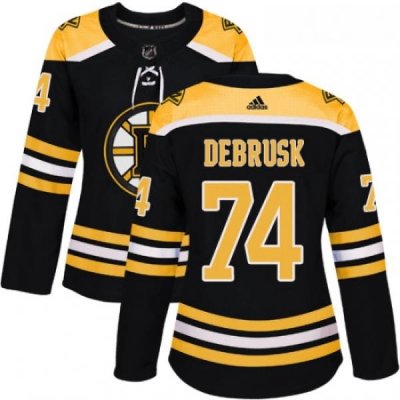 Womens Adidas Boston Bruins 74 Jake DeBrusk Authentic Black Home NHL Jersey