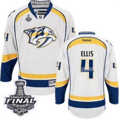 Predators #4 Ryan Ellis White Road 2017 Stanley Cup Final Patch Stitched NHL Jersey