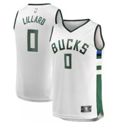 Milwaukee Bucks #0 Damian Lillard White Jersey