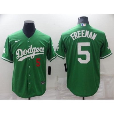 Men Los Angeles Dodgers 5 Freddie Freeman Green Stitched Baseball Jerse