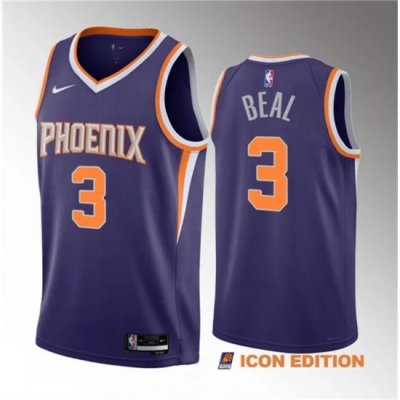 Men Phoenix Suns 3 Bradley Beal Purple Icon Edition Stitched Basketball Jersey