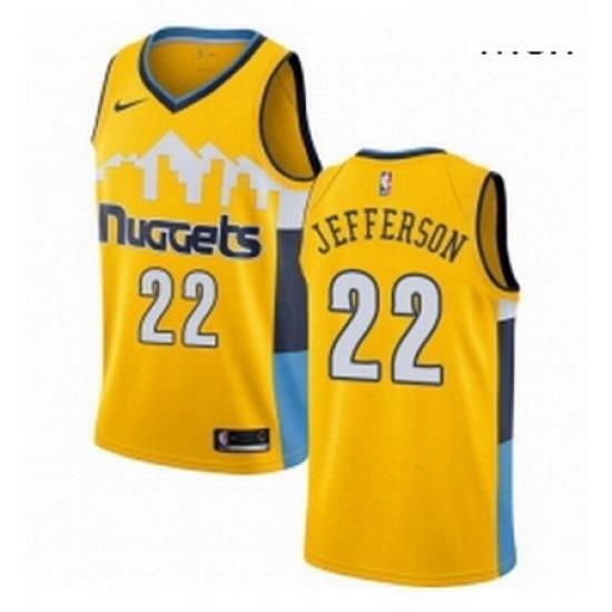 Mens Nike Denver Nuggets 22 Richard Jefferson Authentic Gold Alternate NBA Jersey Statement Edition