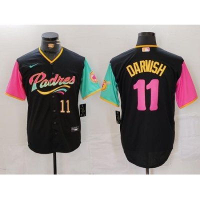 Men San Diego Padres 11 Yu Darvish Black City Connect Cool Base Stitched Baseball Jersey 3