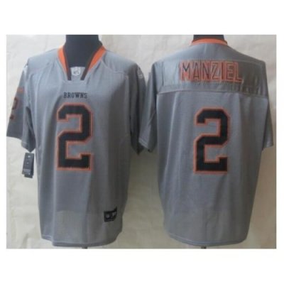 Nike Cleveland BroWns 2 Johnny Manziel Grey Elite Lights Out NFL Jersey