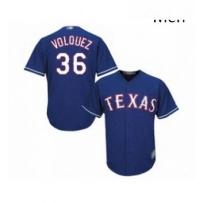 Mens Texas Rangers 36 Edinson Volquez Replica Royal Blue Alternate 2 Cool Base Baseball Jersey