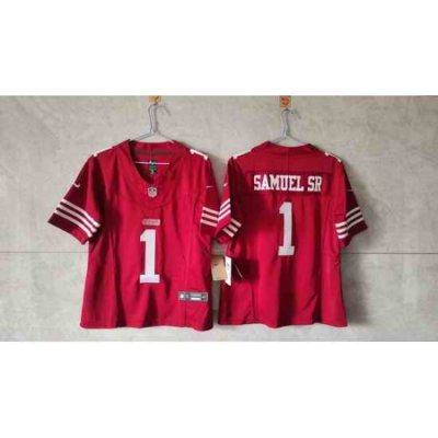 Women San Francisco 49ers 1 Deebo Samuel Sr  Red F U S E Vapor Untouchable Stitched Jersey