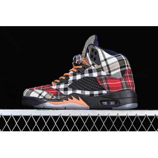 AIR JORDAN 5 RETRO PLAID BLACK TOTAL ORANGE DARK OBSIDIAN FD4814 008