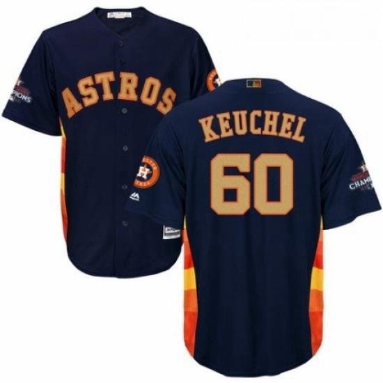 Mens Majestic Houston Astros 60 Dallas Keuchel Replica Navy Blue Alternate 2018 Gold Program Cool Base MLB Jersey