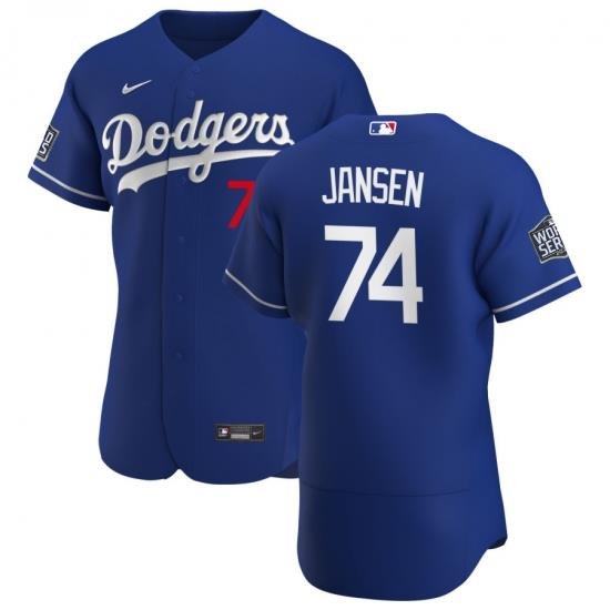 Men Los Angeles Dodgers 74 Kenley Jansen Men Nike Royal Alternate 2020 World Series Bound Flex Base Player MLB Jersey