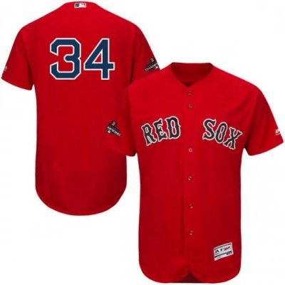 Mens Majestic Boston Red Sox 34 David Ortiz Red Alternate Flex Base Authentic Collection 2018 World Series Jersey