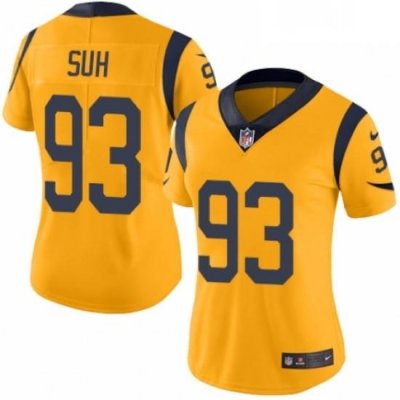 Womens Nike Los Angeles Rams 93 Ndamukong Suh Limited Gold Rush Vapor Untouchable NFL Jersey