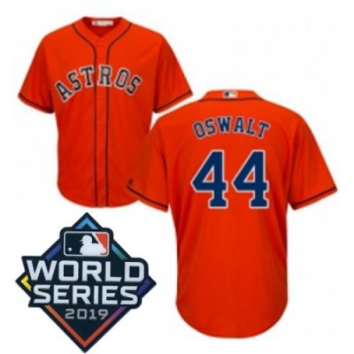 Youth Majestic Houston Astros 44 Roy OsWalt Orange Alternate Cool Base Sitched 2019 World Series Patch Jersey